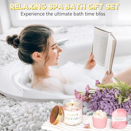 Birthday Gifts for Women, Gift Baskets for Women, Relaxing Spa Gift Baskets Self Care Birthday Box, Unique Birthday Gift S...