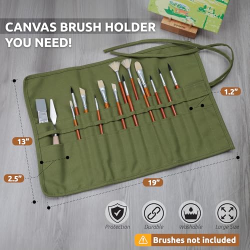 DUGATO 30-Slot Roll-Up Paint Brush Holder, Premium Canvas Brush Organizer for Artists, Washable Travel Brush Case for Wate...