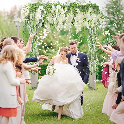 Findosom Wisteria Artificial Flowers Garland, 5Pcs Total 36FT White Wisteria Hanging Flowers, Flower Garland Decorations f...