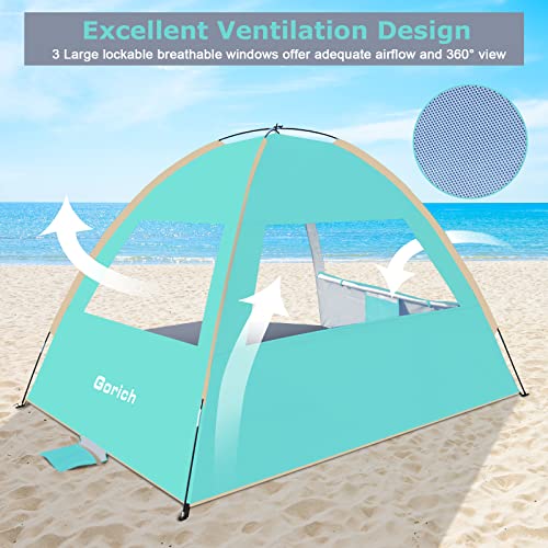 Gorich Beach Tent Sun Shelter for 3/4/6/8/10 Person with UPF 50＋ UV Protection, Lightweight & Easy Setup Beach Shade Canop...