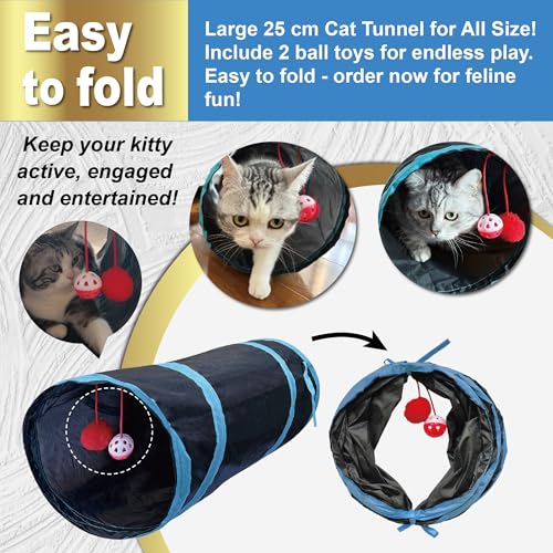 PetLike 25pcs Interactive Cat Toys Set Collapsible Cat Tunnel Interactive Feather Teaser Wand,Spring Toys & Balls for Indo...