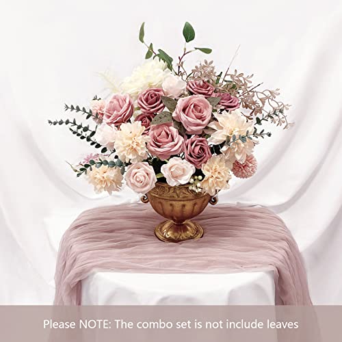 FACINOC Roses Artificial Flowers Pink Bouquets Box Set for DIY Bridal Wedding Shower Decorations Fake Floral Arrangements ...