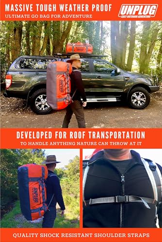 UNPLUG Ultimate Adventure | 1680D Heavy Duty Waterproof Bag | Large Travel Bag which can be Used for Camping, Motorcyclin...
