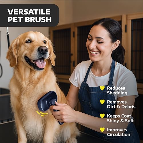 Hertzko Self Cleaning Slicker Brush for Cats & Dogs – Grooming Tool for Shedding Long & Short Hair – Retractable Bristles...