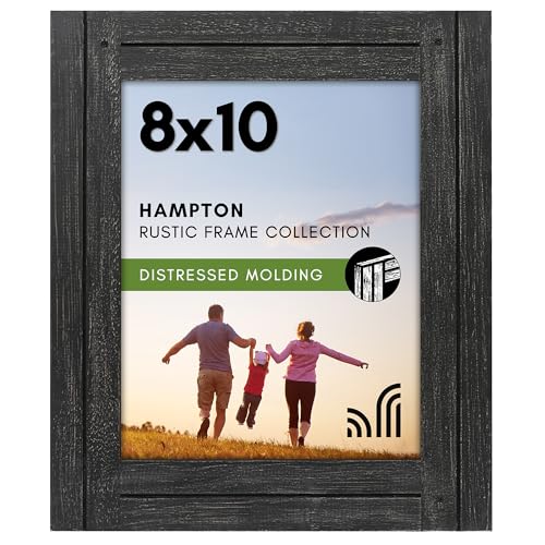 Americanflat 8x10 Picture Frame with Polished, Crystal Clear Glass - Hampton Collection - Distressed Wood Picture Frames f...