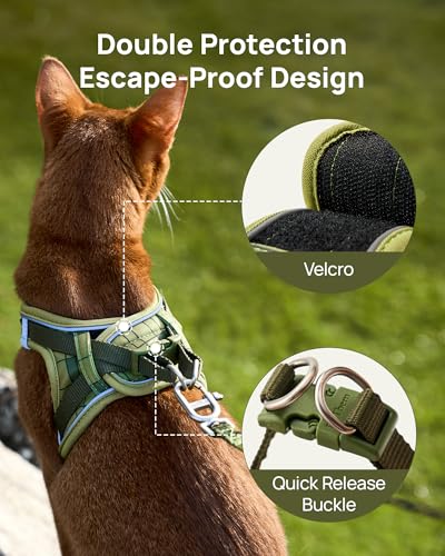 PetThem Upgraded Cat Harness and Leash Set - Step-in Escape Proof Adjustable Cat Harness, Comfortable Soft Lightweight, Re...