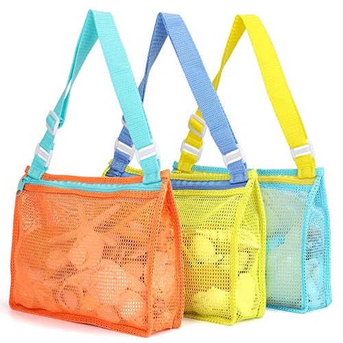 Tagitary Beach Toy Mesh Beach Bag Kids Shell Collecting Bag Beach Sand Toy Totes for Holding Shells Beach Toys Sand Toys S...