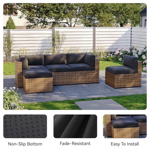 Aoxun 11pcs Patio Cushion Covers Replacement, Waterproof Outdoor Furniture Cushion Covers with Zipper and Non-Slip Bottom,...