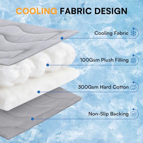 Queenmore Dog Cooling Mat, Cool Dog Mat, Portable Flat Pet Pads for Dogs, Materials Safe, Washable Non-Slip Cooling Pet Pa...