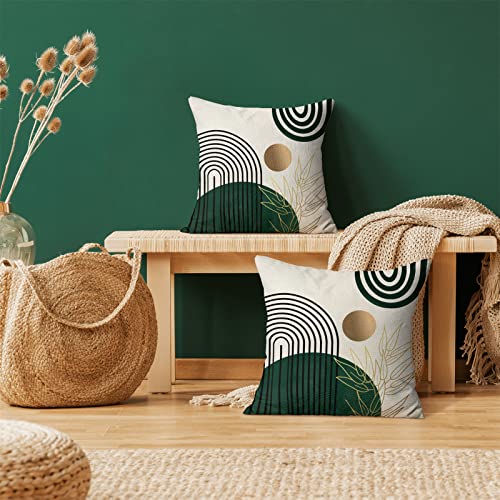 GIOPAMGO Boho Pillow Covers 20x20 Set of 2, Green Gold Farmhouse Decorations Throw Pillow Covers Boho Leaves Tropical Outd...