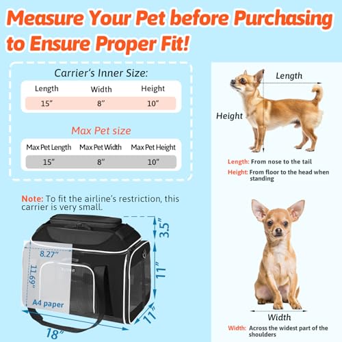 Petskd Top-Expandable Pet Carrier 18x11x11 Inches Delta American United Airline Approved, Soft-Sided Carrier for Small Cat...