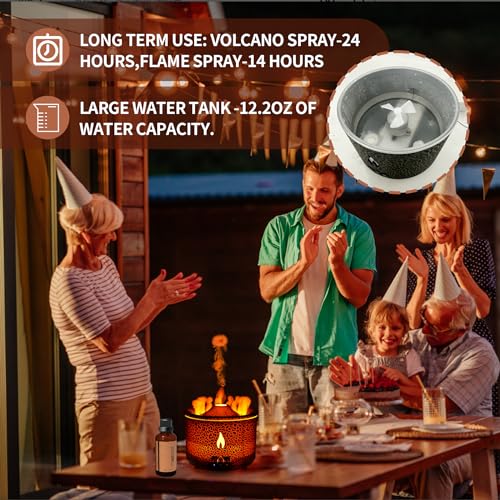 BOHOFAM Aroma Essential Oil Diffuser 360 ML,Volcano and Flame Diffuser/Humidifier,give1.76 oz Hotel Collection Essential O...