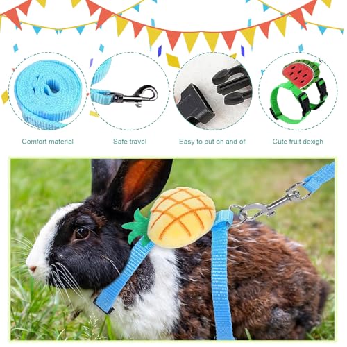 4-Pack Adjustable Bunny Harness & Leash Set - Secure Vest-Style with Bow Tie for Rabbits, Kittens, Puppies & Small Pets