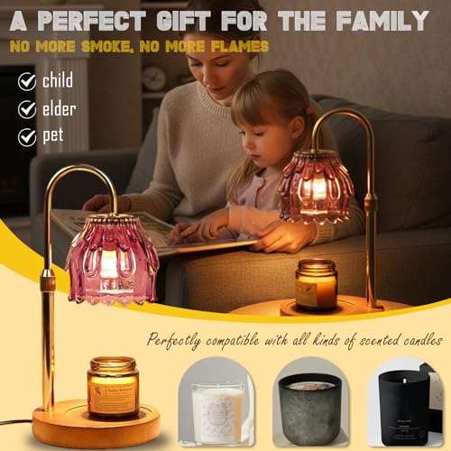 SJATMMA Candle Warmer Lamp with Timer and Dimmer Wax Warmer Lamp for Jar Candle with 2 Bulbs Birthday Christmas Housewarmi...