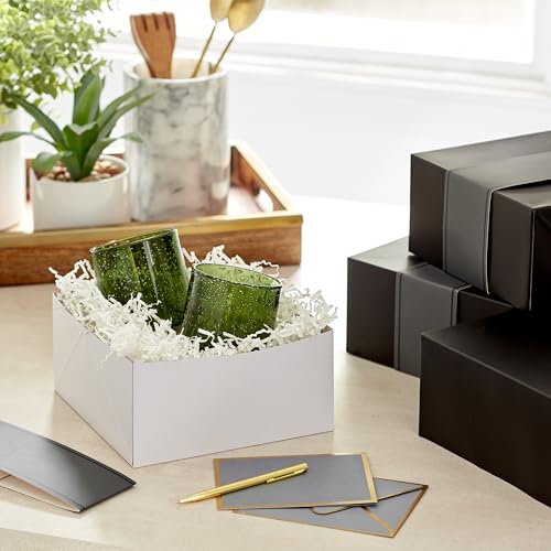 Hallmark 8" Medium Black Gift Boxes with Wrap Bands (3 Boxes, 3 Wrap Bands) for Weddings, Bridal Parties, Groomsmen Gifts,...