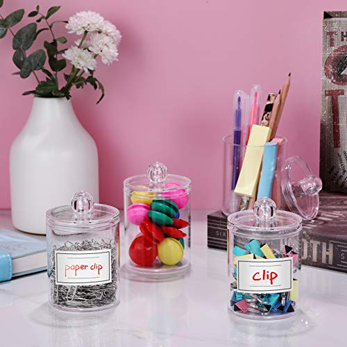 2 Pack Acrylic Qtip Holder Dispenser for Cotton Swabs, Balls, Pads, Floss Picks- Small Clear Plastic Canister Apothecary J...