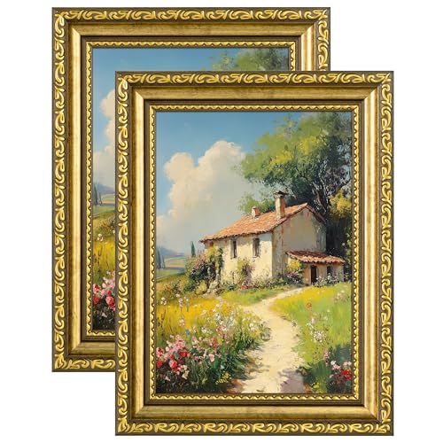 eletecpro 5x7 Picture Frames Set of 2, Vintage Photo Frames with Glass, Display 4x6 Photo with Mat or 5x7 without Mat for ...
