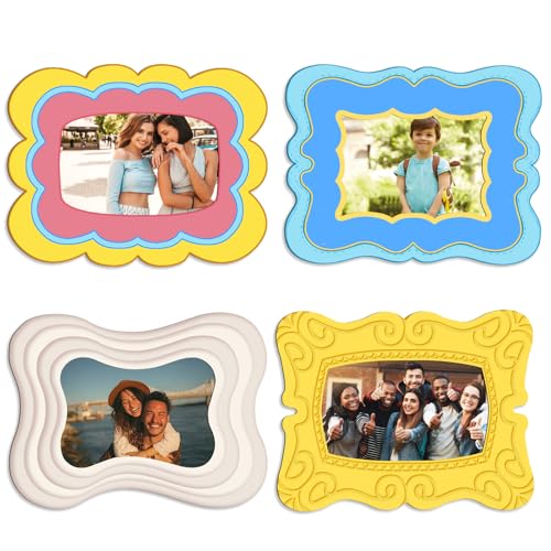 AINBIN 4 Pcs Magnetic Picture Frames for Refrigerator Magnetic Photo Frames 4x6 Inch Decorative Photo Holders Reusable Mag...