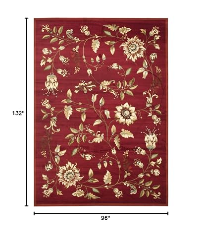 SAFAVIEH Lyndhurst Collection Area Rug - 8' x 11', Red & Multi, Traditional Floral Design, Non-Shedding & Easy Care, Ideal...