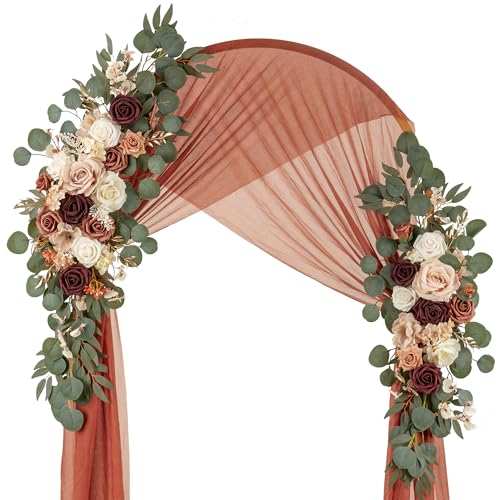 Ting's time Wedding Arch Flower Pack of 2 Artificial Silk Large Flower Swag Welcome Sign Floral Swag Reception Backdrop Fl...