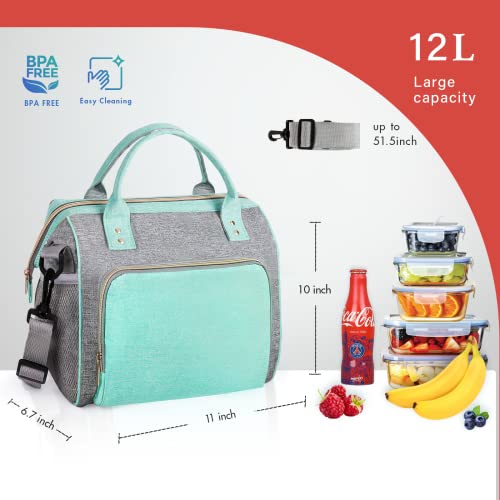 IDEATECH Large Insulated Lunch Bag for Women -12L Adult Lunch Box Wide Opening with Shoulder Strap - Leakproof Cooler Tote...