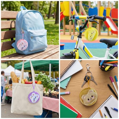 18PCS Cute Coin Purse Mini Plush Coin Pouch Animals Coin Purse with Keychain Colorful Small Change Purse Zippered Coin Pou...