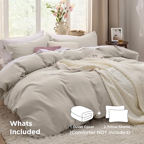 Bedsure Duvet Cover Queen Size - 3 Pieces Prewashed Extra Soft Bedding Set, Includes 1 Duvet Cover 90x90 Inches with Zippe...