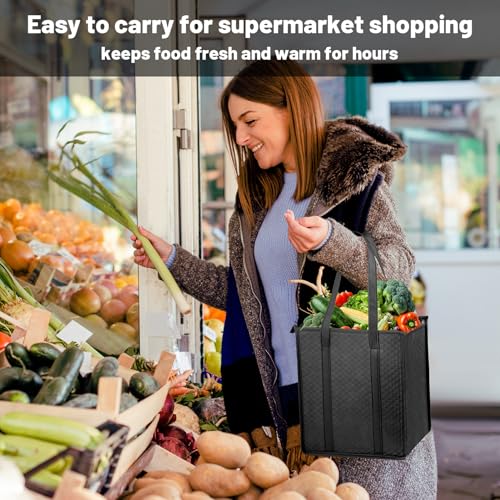 YZiCHENQQ Insulated Grocery Bags with Zippered top Frozen Food Shopping Groceries Travel Insulated Tote Cooler Thermal Bags