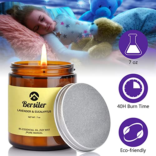 Bersiler Aromatherapy Candles, Scented Candles, 7OZ Lavender Eucalyptus Candles Stress Relief and Relax for Home & Bedroom...