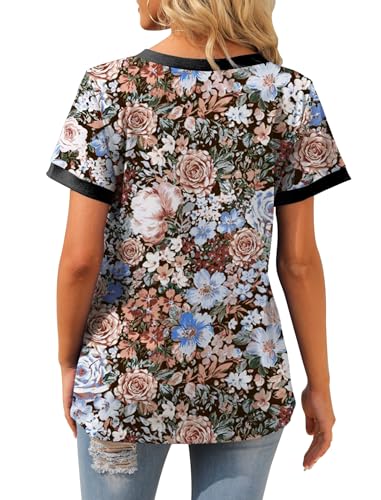 Geifa Womens T Shirts Short Sleeve V Neck Loose Casual Summer Tops 2026 with Pocket