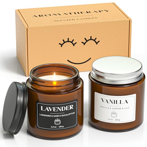 NORVENCE Scented Candles Gift Set, Stress Relief Candles for Home, Premium Soy Candle Set, Candles for Women and Men, Birt...
