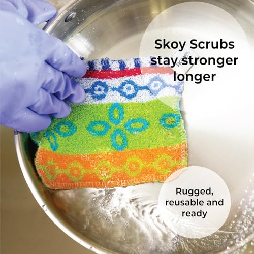 Skoy Scrub, 2-pack Reusable, Non-Scratching Dish Scrubber for Kitchen and Household Cleaning, Planet-Friendly, Dishwasher ...