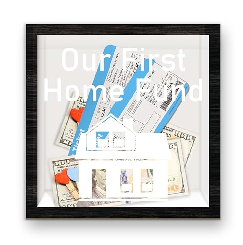 New Home Shadow Box Frame, Honeymoon Fund Money Boxes with Slot, Memory Box for Keepsakes, Best Keepsake Gifts for Newlywe...