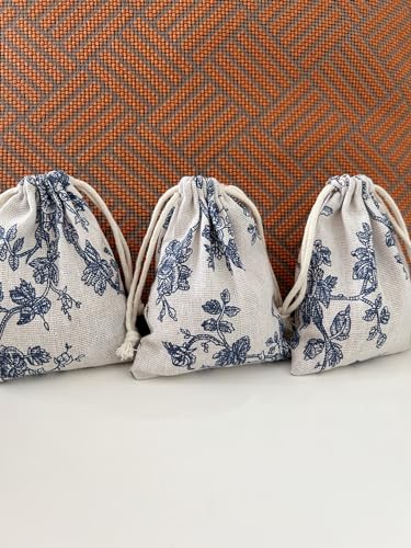Autupy 20 Pack Floral Burlap Drawstring Bags Small Bags Packing Storage Linen Jewelry Pouches Sacks for Valentine's Day We...