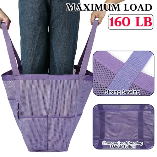 Fammart Mesh Beach Bag, Large Beach Tote with Zipper Pocket, Toys Pool Bag for Family Travel Vacation Cruise Essentials
