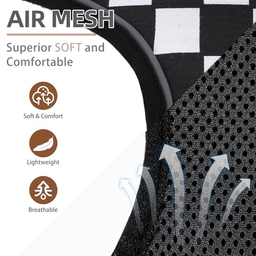 PUPTECK Soft Mesh Dog Harness and Leash Set Pet Puppy Cat Comfort Padded Vest No Pull Harnesses, Checkered Black&White, S
