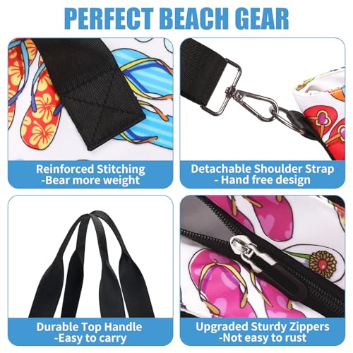 PIG PIG GIRL Beach Bags for Women, Large Waterproof Sandproof Swim Pool Bag with Dry Wet Seperated Pocket Utility Tote Bag