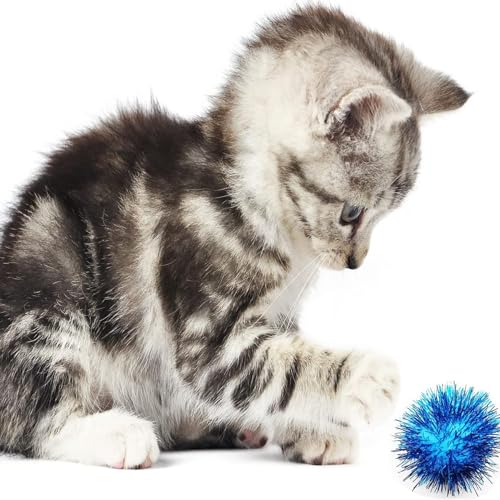 hersmile Cat Toys for Indoor,35 Pack Interactive Cat Toy Pack Including Crinkle Balls,Sparkle Balls,Spiral Springs for Mos...