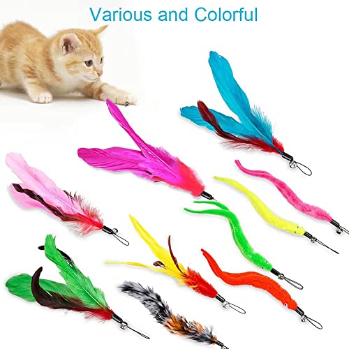 JIARON Cat Toys Feather Toy, 2PCS Retractable Wand and 10PCS Replacement Teaser with Bell Refills, Interactive Catcher and...