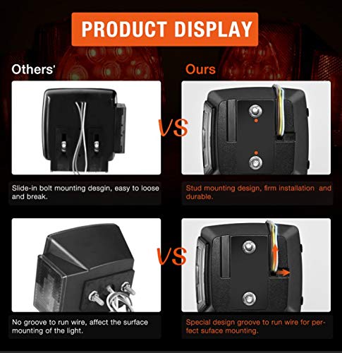 Nilight 2PCS Square LED Trailer Light Kit Low Profile Submersible IP68 Stop Turn Tail Side Marker License Lamps for 12V Ut...