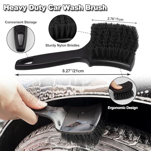 7Pcs Car Wheel Brush kit, Tire Brush, Wheel Cleaner Brush, Soft-bristled Rim Cleaner Brush, Tire Shine Applicator Pad, Car...