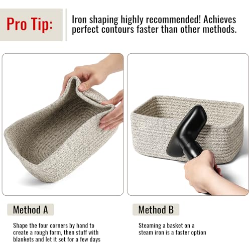 8 Pack Small Storage Baskets for Organizing, Woven Rope Bins for Bathroom, Closet, Shelf Organizer, Cute Cube Decorative B...