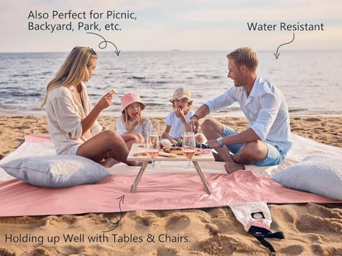 WEKAPO Beach Blanket Sandproof Waterproof, Extra Large Beach Mat, Oversized & Compact Sand Free, Quick Drying Beach Essent...