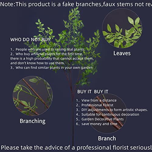 Melorca&Guilla Artificial Plants,2PCS 43.3" Green Nandina Faux Branches for Vase,Artificial Plants for Shop Garden Office ...