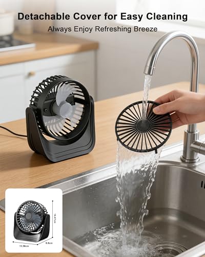 Smilebridge 10000mAh Battery Operated Desk Fan, Portable USB Rechargeable Personal Fan with 3 Speeds, 360° Rotation & Quie...