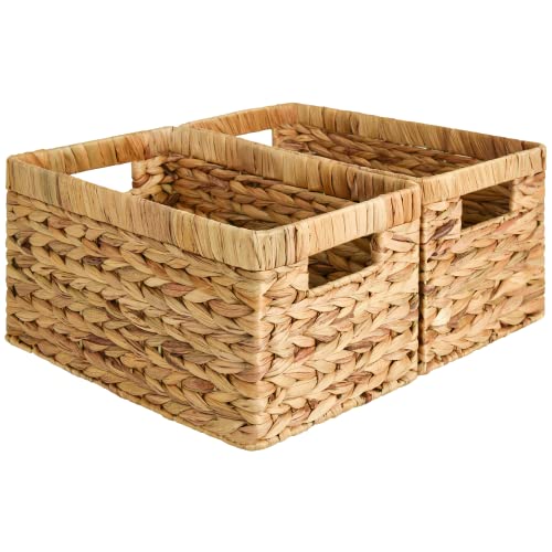 StorageWorks Wicker Basket, Baskets for Organizing, Storage Basket with Built-in Handles, Water Hyacinth Shelves (Medium ...