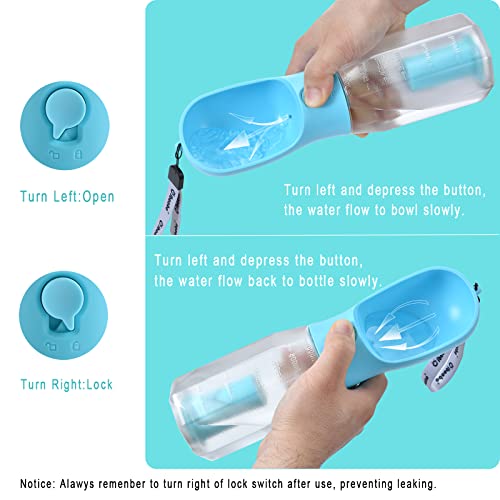 Cibaabo Dog Water Bottle with Food Container & Poop Bag Holder, Travel Water Bowl, Portable Pet Dispenser, Dog Gifts Stuff...