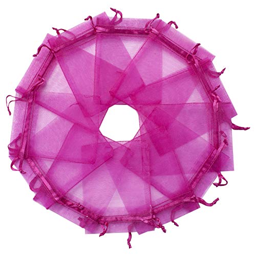 MOTYAWN 100 PCS Rose Red Organza Bags Sheer Drawstring Gift Bags 2x3 Jewelry Pouches Wedding Party Christmas Favor Gift Ba...