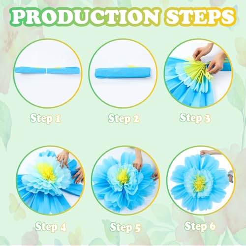 Giegxin 6 Pcs 31.5", 24" Colorful Giant Paper Flower Mexican Large Tissue Paper Flower for Wall Big Fiesta Crepe Floral De...
