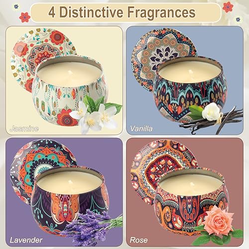 Auralome Scented Candles Gift Set - Women Candle Natural Soy Wax Aromatherapy Candle Stress Relief Small Gifts 120H Burnin...